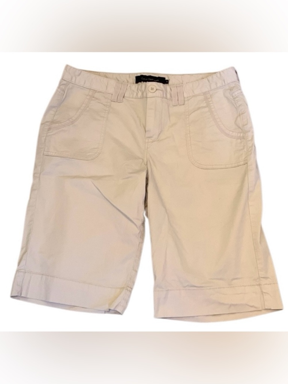 Calvin Klein Jeans Tan Khaki Bermuda Shorts Women’s Size 10 Cotton Pockets